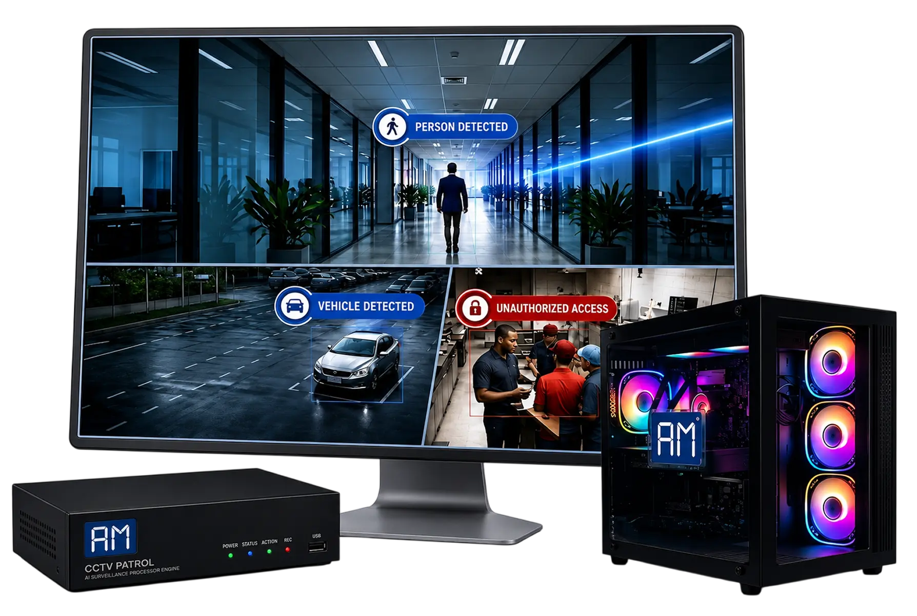 CCTV Patrol AI video analytics dashboard with Patrol EDGE and AI surveillance camera